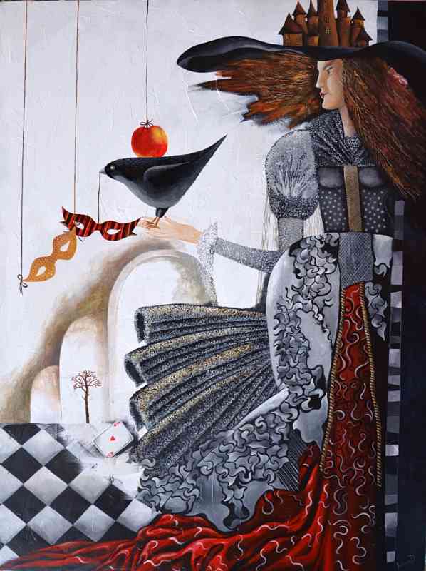 Woman holding a bird Carnival art by Yelena Revis