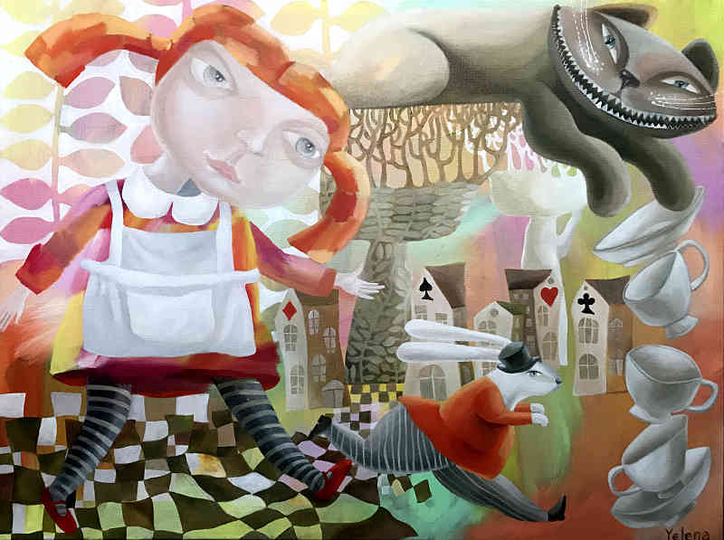 We are all mad here Alice in Wonderland painting 