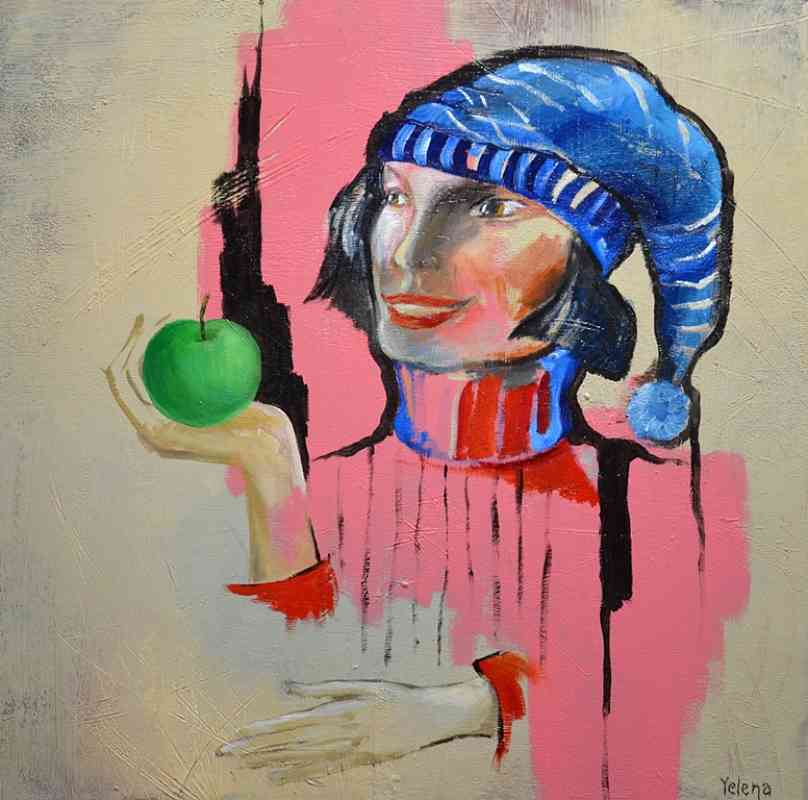 Original artwork abstract figure art modern painting by Yelena Revis yelenaartstudio