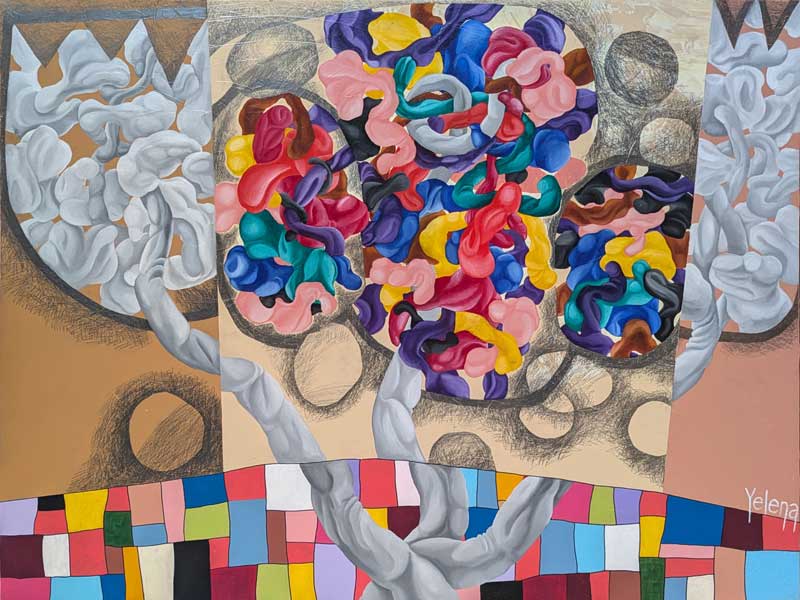 Harmonious Discord original mixed media abstract modern art painting by Yelena Revis