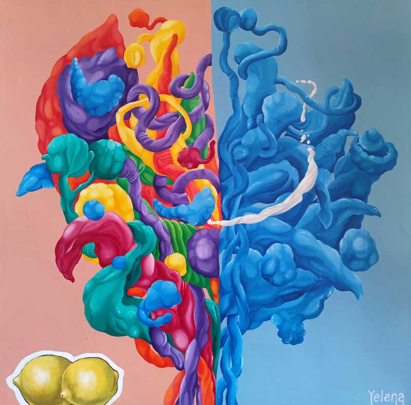 Vibrant Vitality original mixed media abstract colorful painting by Yelena Revis